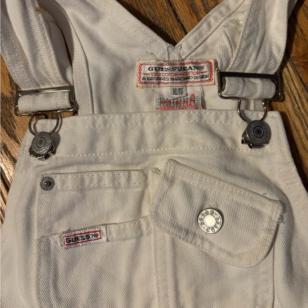 Vintage 80s Guess White Denim Overalls